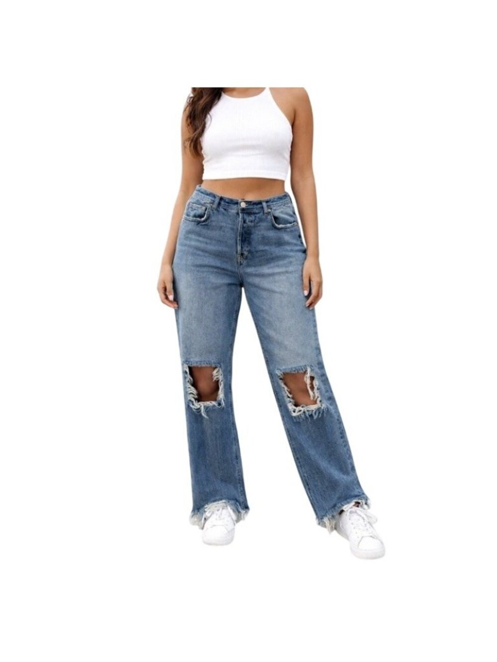 Free People We The Free Maggie Mid Rise Straight Leg Jeans Womens 26 Blue Boho